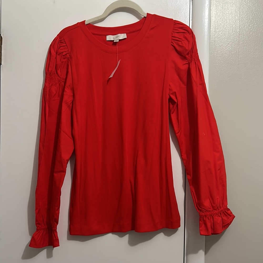 LOFT Ribbed Peasant Long Sleeve